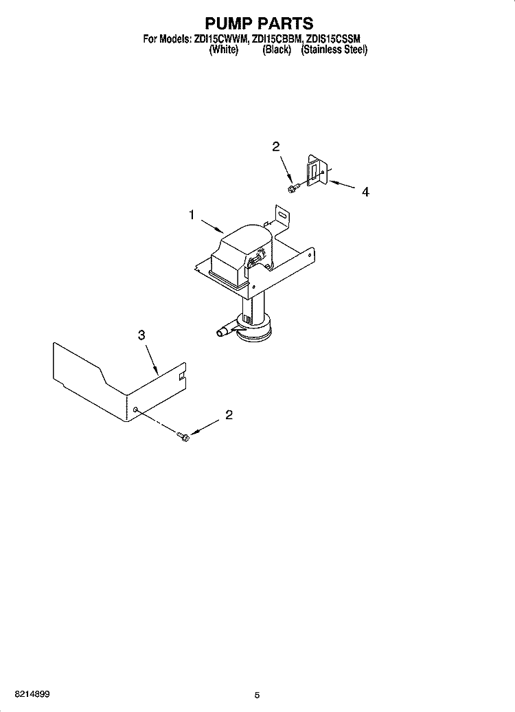 PUMP PARTS Diagram and Parts List for ZDIS15CSSM  Whirlpool Ice Maker