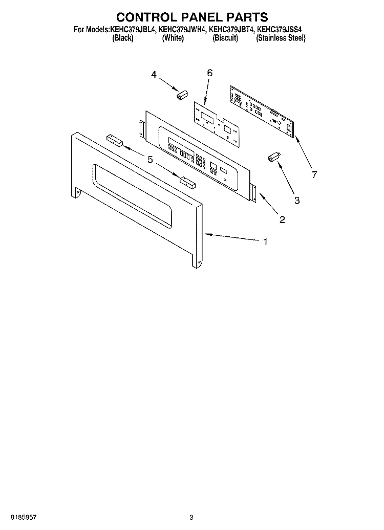 CONTROL PANEL Diagram and Parts List for KEHC379JBL4  KitchenAid Microwave Oven Combo