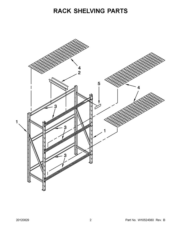 RACK SHELVING PARTS Diagram and Parts List for GARS773SYG00  Whirlpool Cabinet