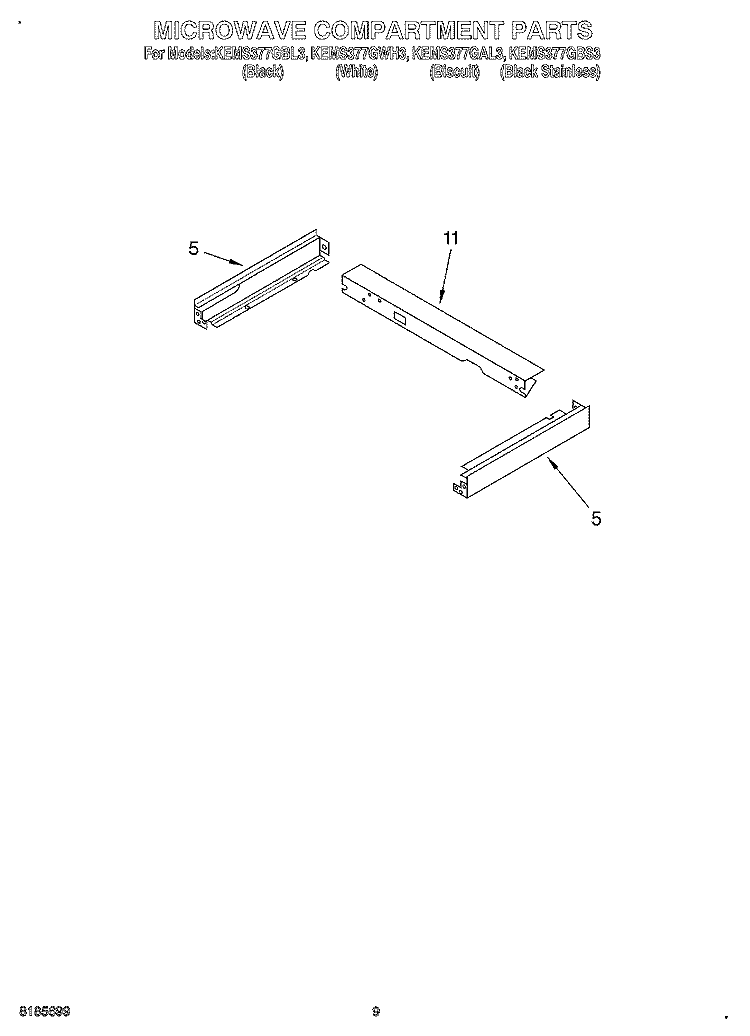 MICROWAVE COMPARTMENT Diagram and Parts List for KEMS377GAL3  KitchenAid Microwave Oven Combo