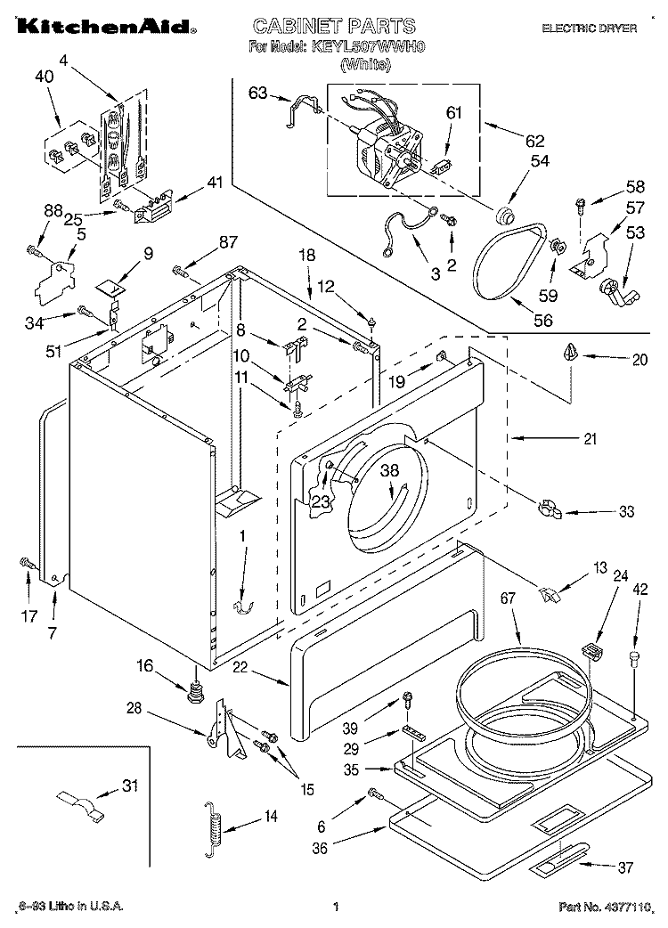 SECTION Diagram and Parts List for KEYL507WWH0  KitchenAid Dryer