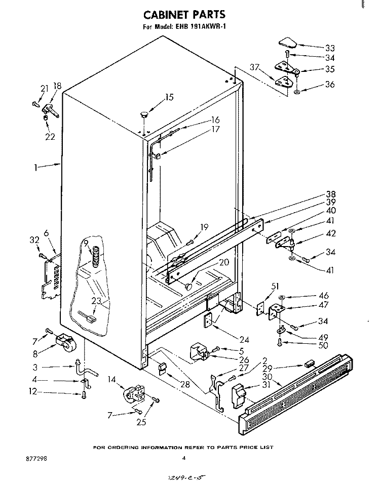 CABINET Diagram and Parts List for EHB191AKWR1  Whirlpool Refrigerator