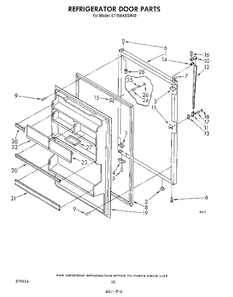 REFRIGERATOR DOOR, NOT ILLUSTRATED Diagram and Parts List for ET16AKXSW00  Whirlpool Refrigerator
