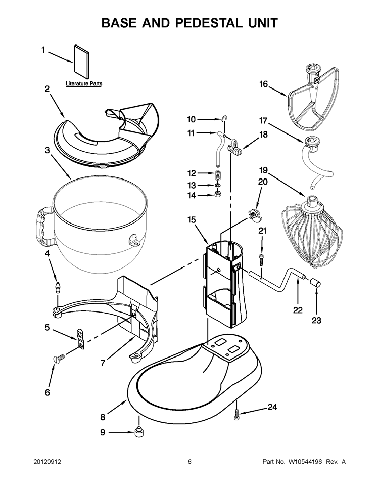 BASE AND PEDESTAL UNIT Diagram and Parts List for KSM7586PFP1  KitchenAid Mixer