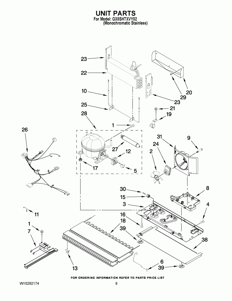UNIT PARTS Diagram and Parts List for GX5SHTXVY02  Whirlpool Refrigerator