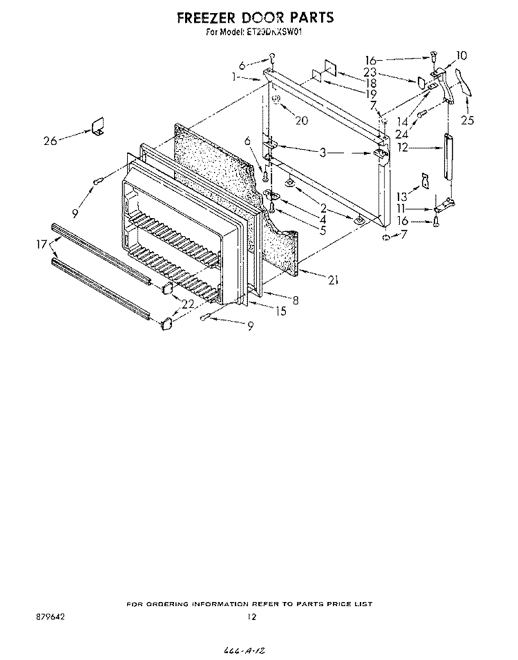 FREEZER DOOR Diagram and Parts List for ET20DKXSW01  Whirlpool Refrigerator