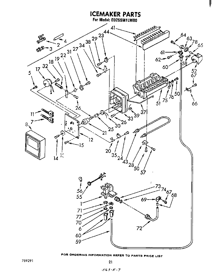 ICE MAKER Diagram and Parts List for ED25SM1LWR0  Whirlpool Refrigerator