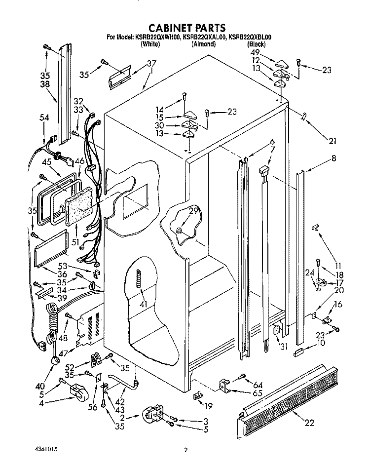 CABINET Diagram and Parts List for KSRB22QXBL00  KitchenAid Refrigerator