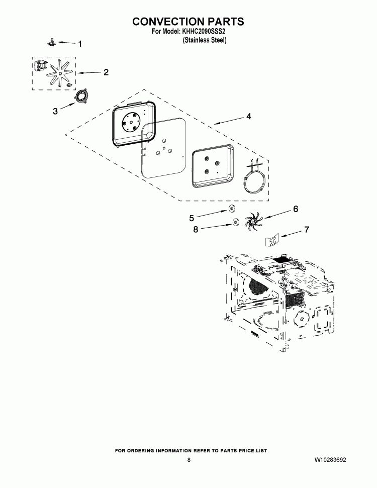 CONVECTION PARTS Diagram and Parts List for KHHC2090SSS2  KitchenAid Microwave