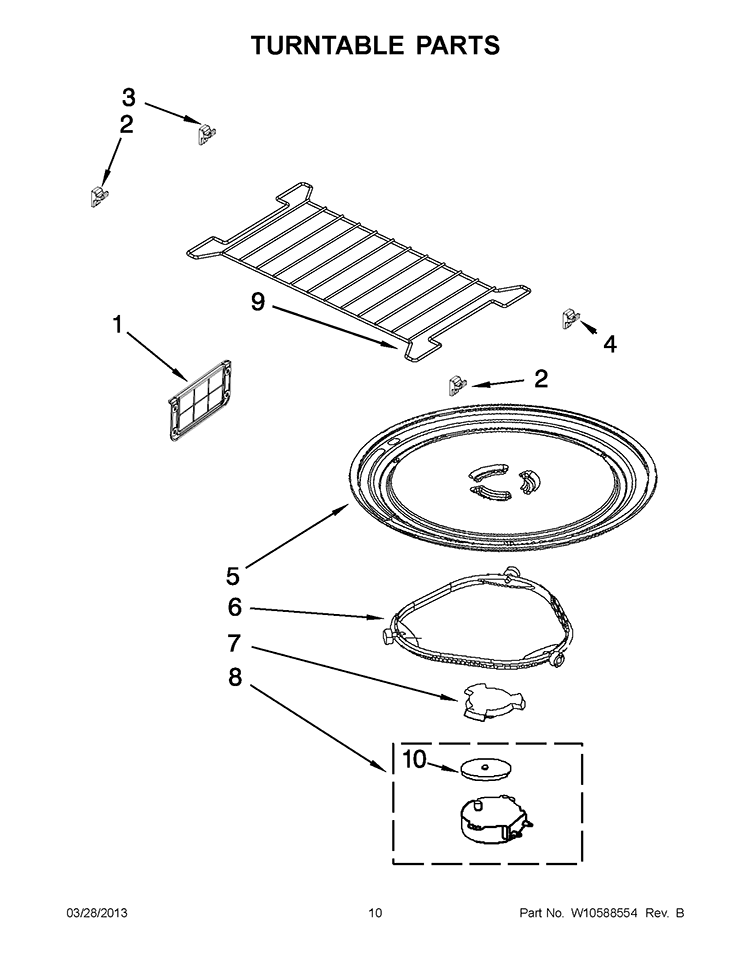 TURNTABLE PARTS Diagram and Parts List for YWMH2205XVQ2  Whirlpool Microwave
