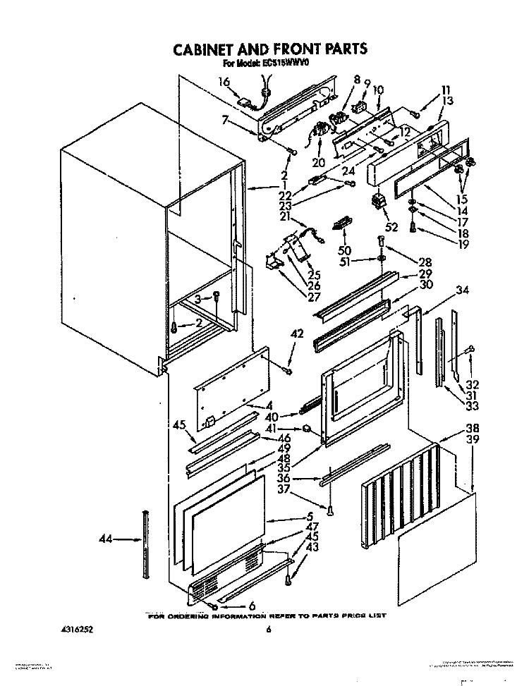 CABINET AND FRONT Diagram and Parts List for EC515WWV0  Whirlpool Ice Maker