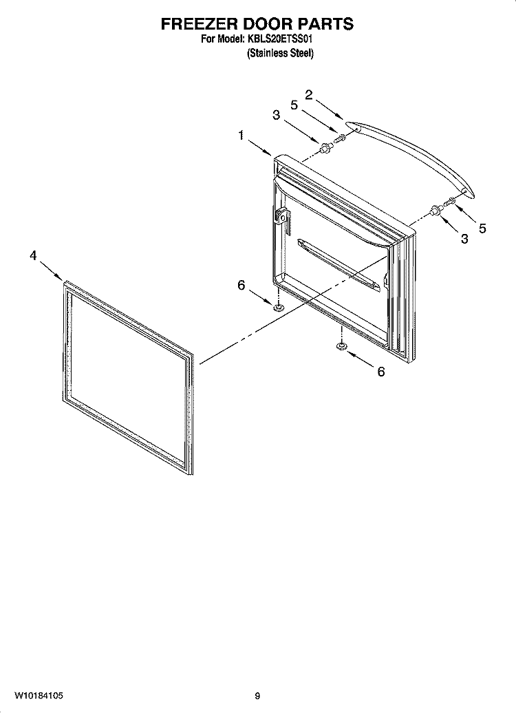 FREEZER DOOR PARTS Diagram and Parts List for KBLS20ETSS01  KitchenAid Refrigerator