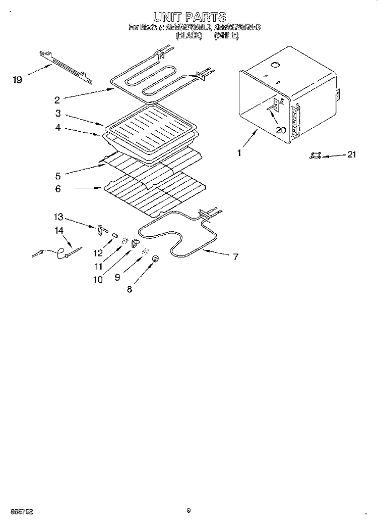 UNIT Diagram and Parts List for KEBS276BBL3  KitchenAid Wall Oven