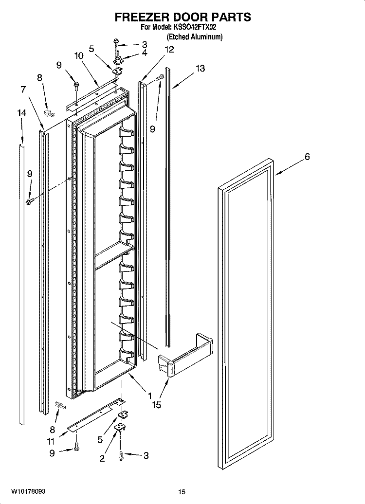 FREEZER DOOR PARTS Diagram and Parts List for KSSO42FTX02  KitchenAid Refrigerator