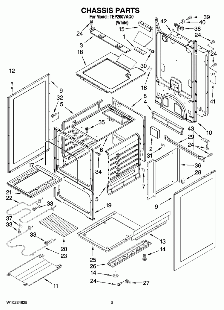 CHASSIS PARTS Diagram and Parts List for TEP200VAQ0  Estate Range