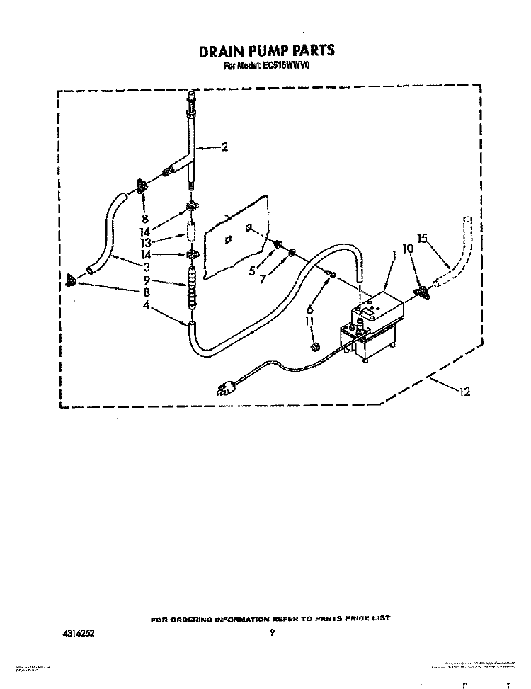 DRAIN PUMP Diagram and Parts List for EC515WWV0  Whirlpool Ice Maker