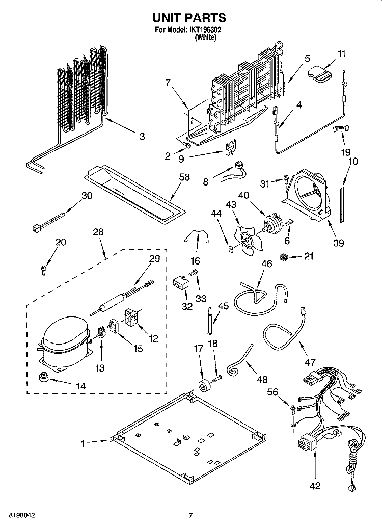 UNIT PARTS Diagram and Parts List for IKT196302  Inglis Refrigerator