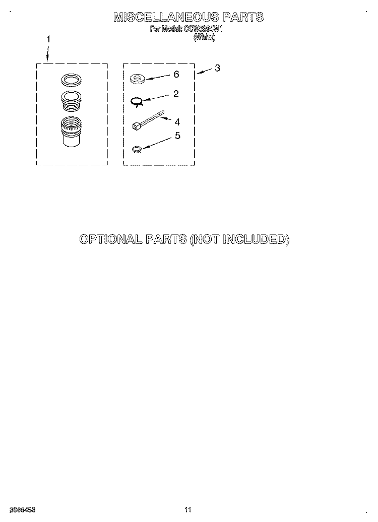 MISCELLANEOUS Diagram and Parts List for CCW5294W1  Whirlpool Washer