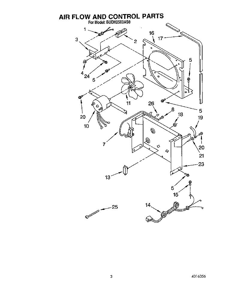 SECTION Diagram and Parts List for BUDH2500AS0  Whirlpool Dehumidifier