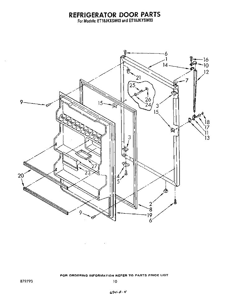 REFRIGERATOR DOOR , LIT/OPTIONAL Diagram and Parts List for ET18JKYSW03  Whirlpool Refrigerator
