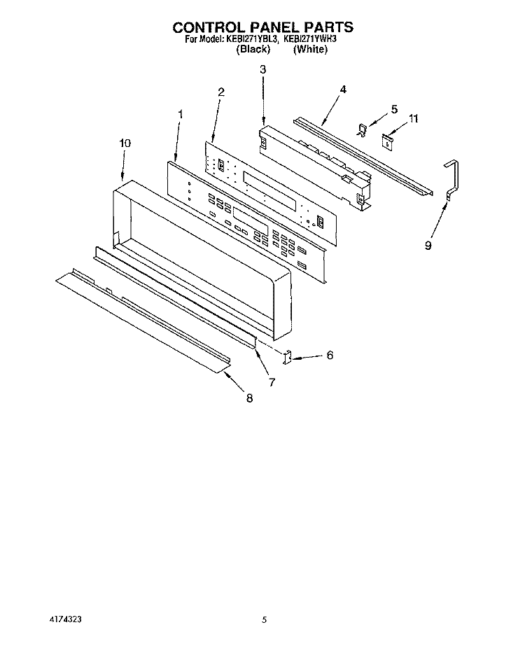 CONTROL PANEL, LITERATURE Diagram and Parts List for KEBI271YBL3  KitchenAid Wall Oven