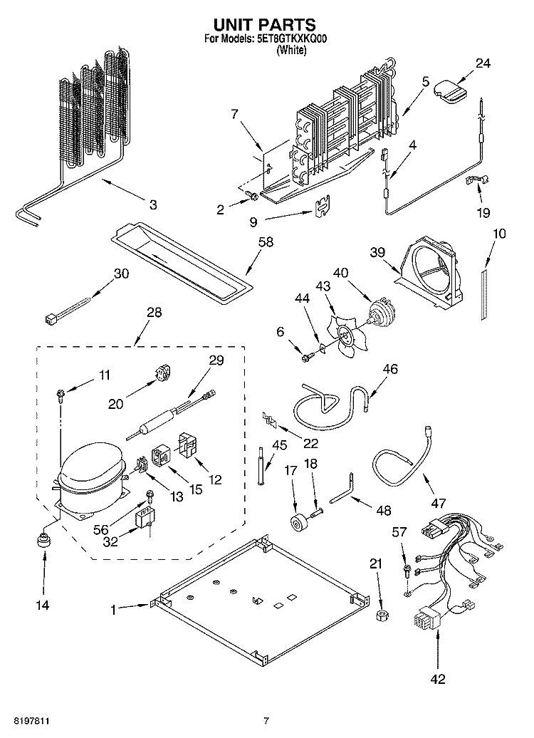 LINER Diagram and Parts List for 5ET8GTKXKQ00  Whirlpool Refrigerator