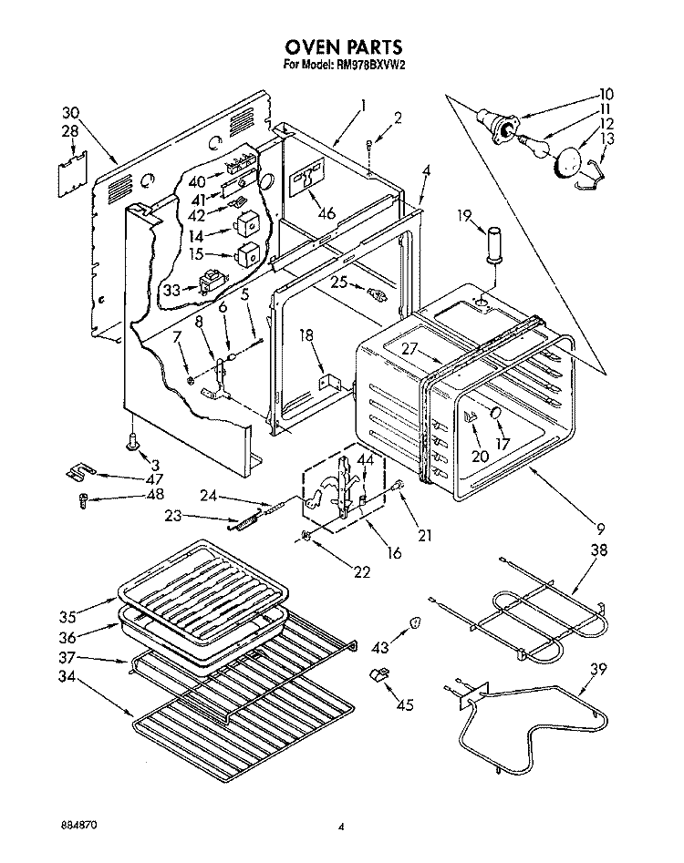 OVEN Diagram and Parts List for RM978BXVW2  Whirlpool Microwave Oven Combo
