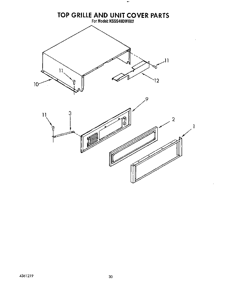 TOP GRILLE AND UNIT COVER Diagram and Parts List for KSSS48DWX02  KitchenAid Refrigerator