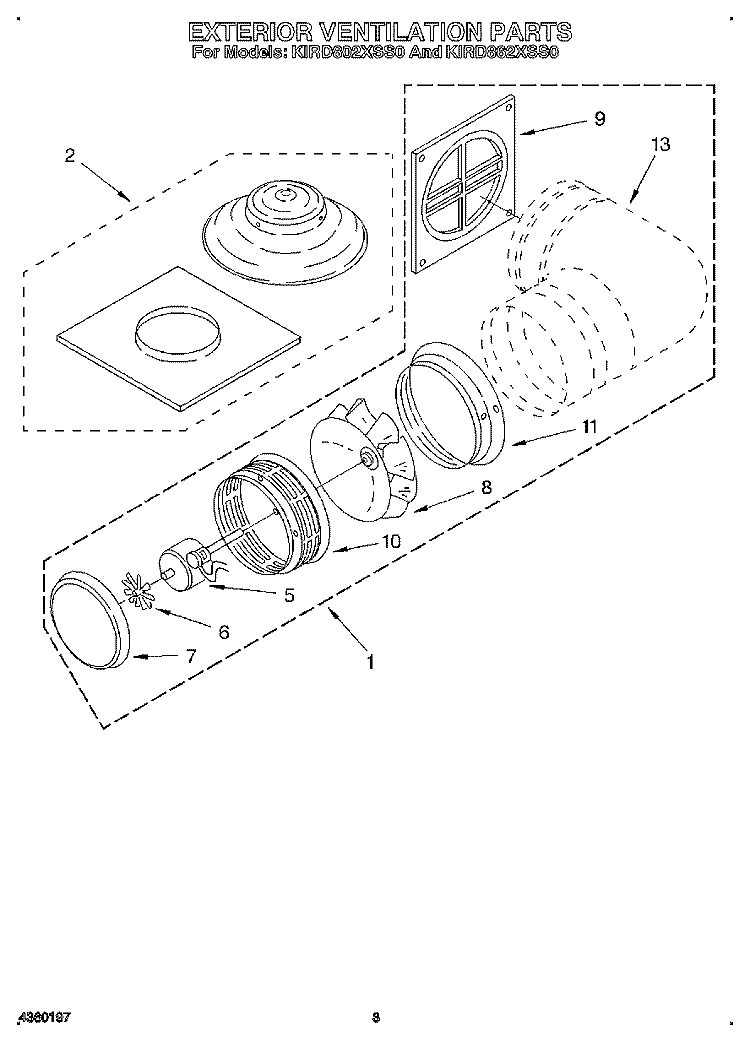 SECTION Diagram and Parts List for KIRD802XSS0  KitchenAid Range Hood