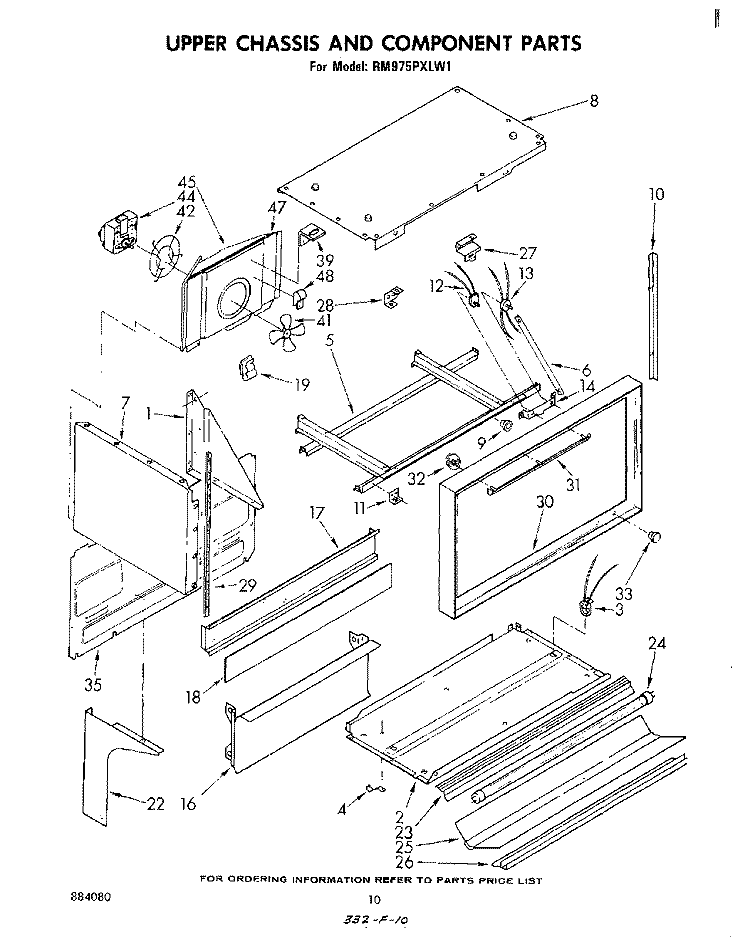 UPPER CHASSIS AND COMPONENT Diagram and Parts List for RM975PXLW1  Whirlpool Microwave Oven Combo