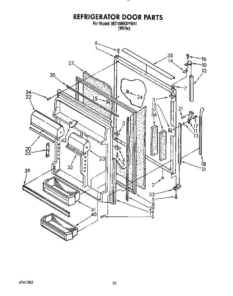 REFRIGERATOR DOOR Diagram and Parts List for 3ET18RKXYW01  Whirlpool Refrigerator