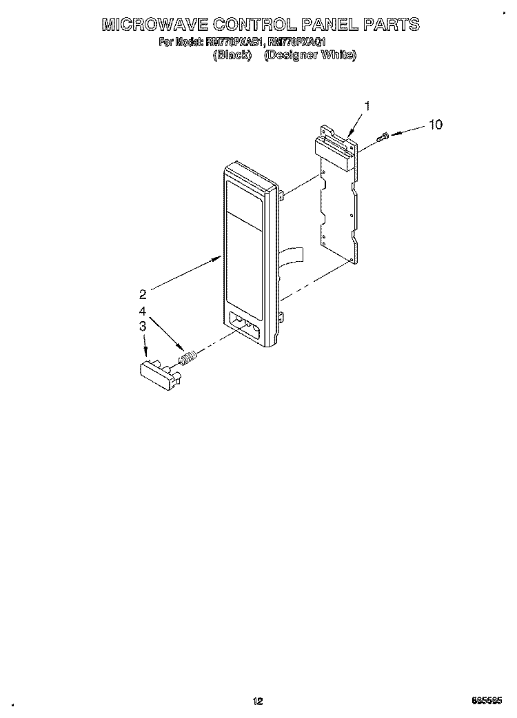 MICROWAVE CONTROL PANEL Diagram and Parts List for RM770PXAB1  Whirlpool Wall Oven