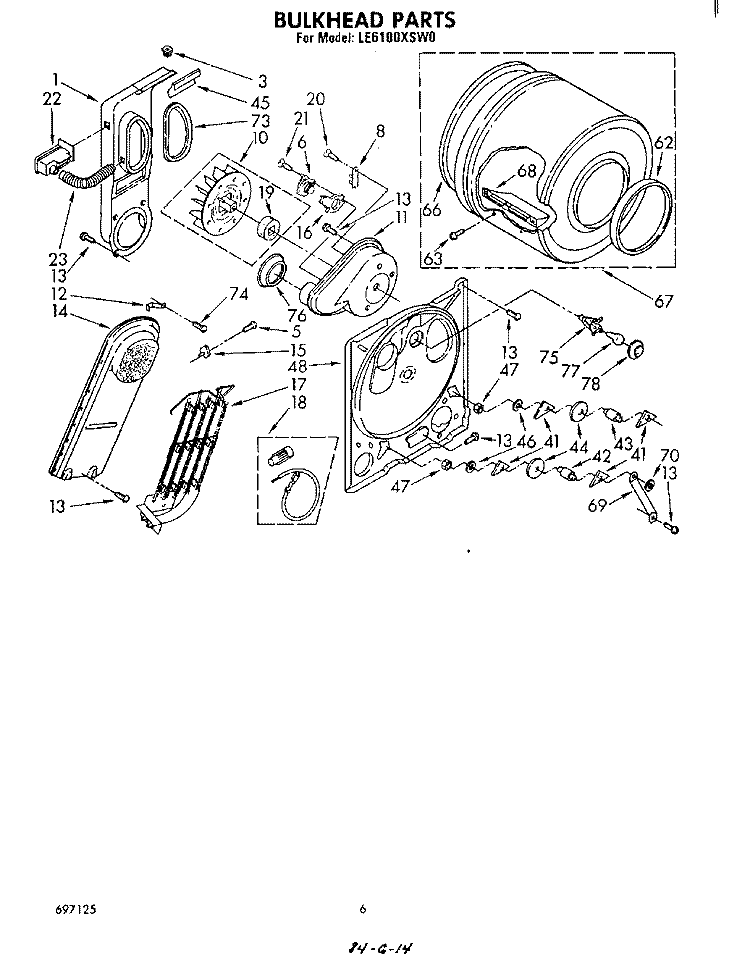 SECTION Diagram and Parts List for LE6100XSW0  Whirlpool Dryer