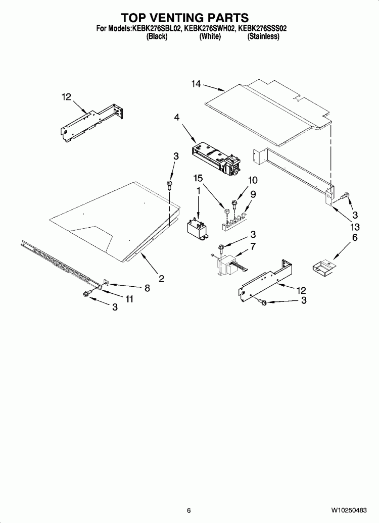 TOP VENTING PARTS, OPTIONAL PARTS (NOT INCLUDED) Diagram and Parts List for KEBK276SBL02  KitchenAid Wall Oven
