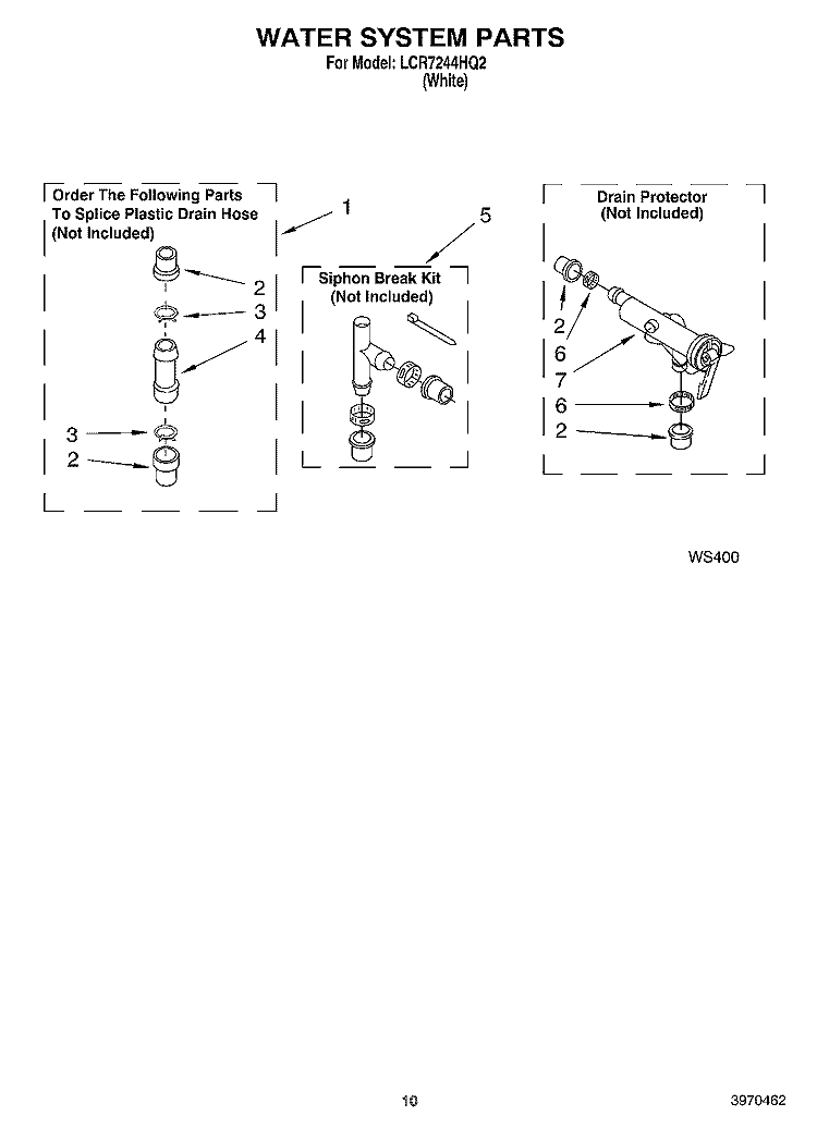 WATER SYSTEM PARTS Diagram and Parts List for LCR7244HQ2  Whirlpool Washer