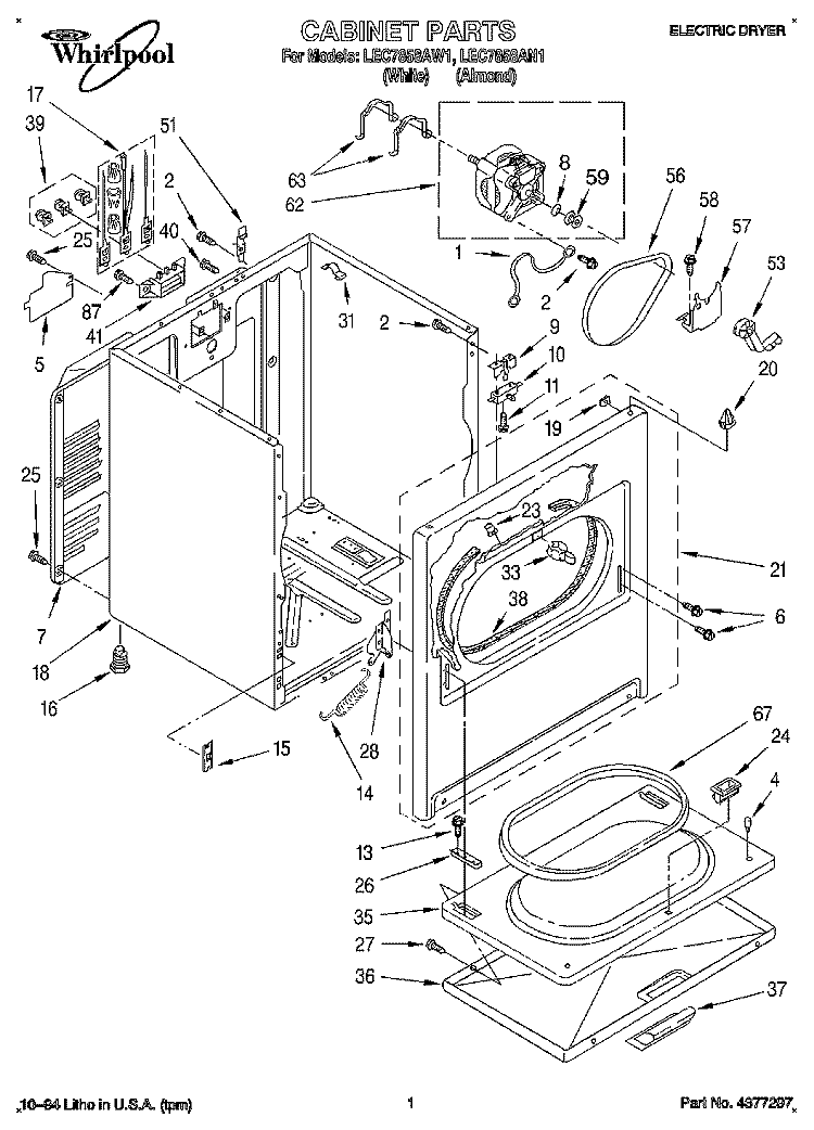 SECTION Diagram and Parts List for LEC7858AN1  Whirlpool Dryer