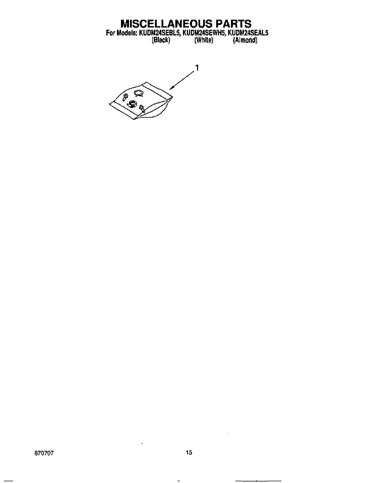 MISCELLANEOUS, LIT/OPTIONAL Diagram and Parts List for KUDM24SEAL5  KitchenAid Dishwasher