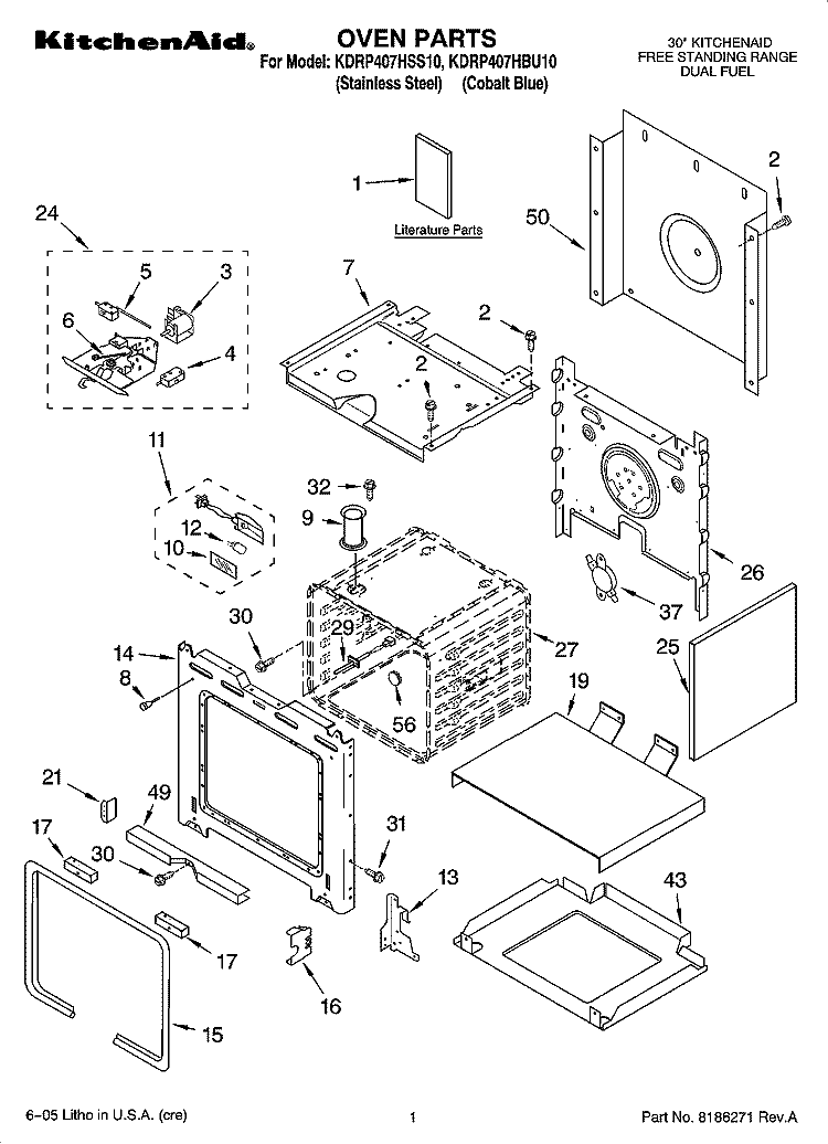 OVEN PARTS Diagram and Parts List for KDRP407HBU10  KitchenAid Range