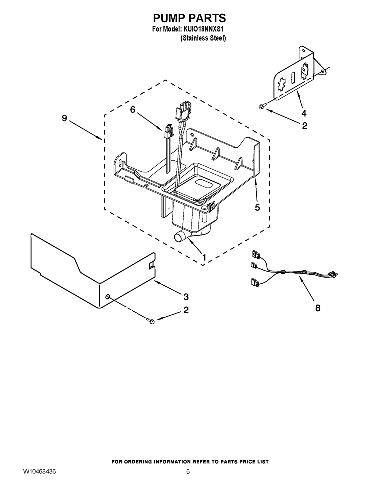 PUMP PARTS Diagram and Parts List for KUIO18NNXS1  KitchenAid Ice Maker