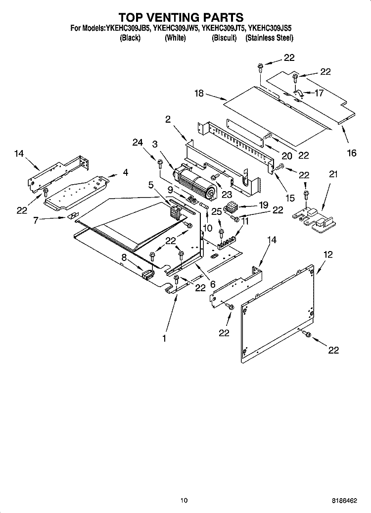 TOP VENTING PARTS Diagram and Parts List for YKEHC309JB5  KitchenAid Microwave Oven Combo
