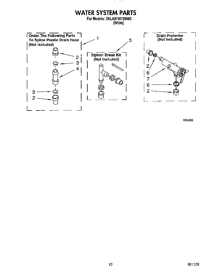 WATER SYSTEM Diagram and Parts List for 3XLA87W72BW0  Whirlpool Washer
