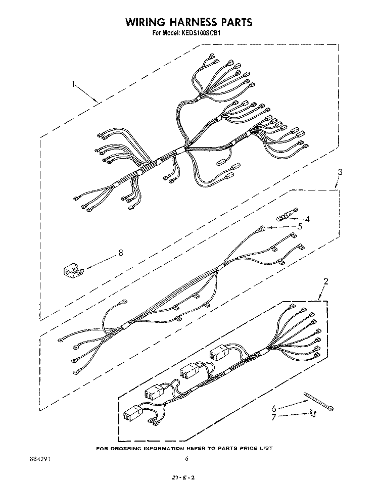 WIRING HARNESS , LITERATURE AND OPTIONAL Diagram and Parts List for KEDS100SCB1  KitchenAid Range