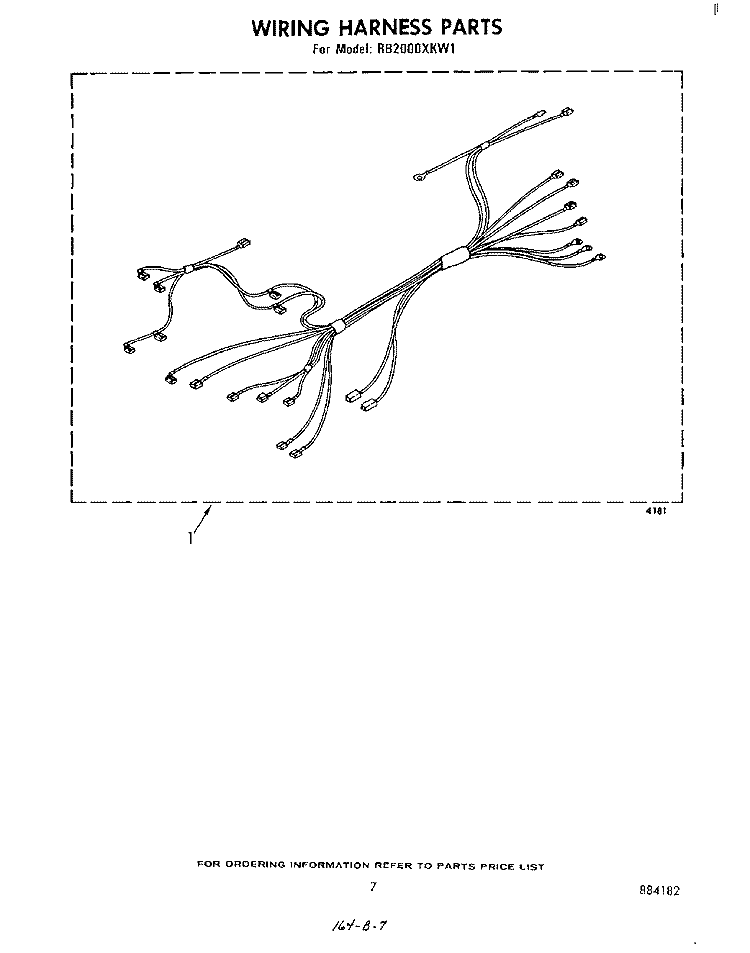 WIRING HARNESS Diagram and Parts List for RB2000XKW1  Whirlpool Wall Oven