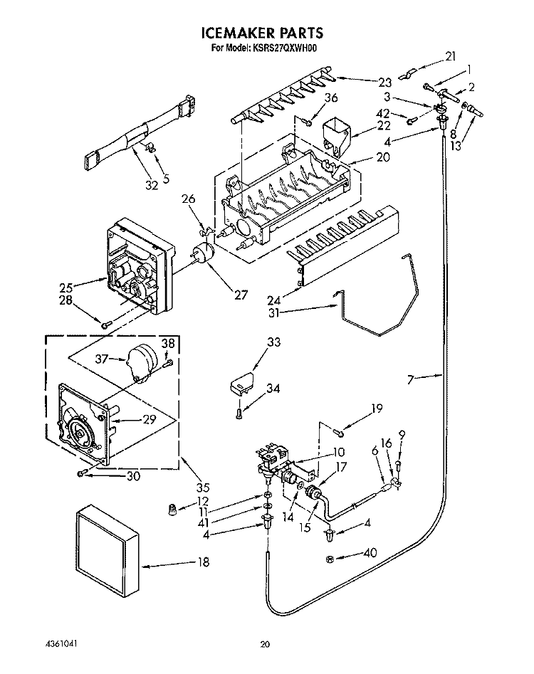 ICEMAKER, LIT/OPTIONAL Diagram and Parts List for KSRS27QXWH00  KitchenAid Refrigerator