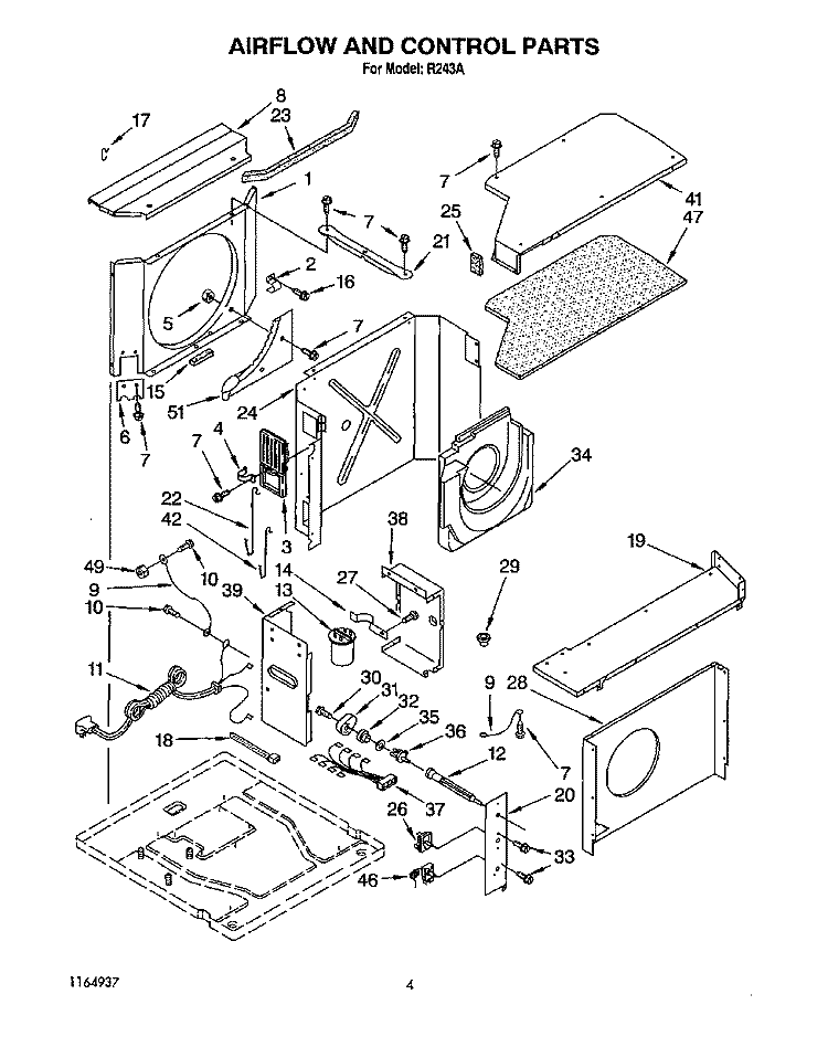 AIRFLOW AND CONTROL Diagram and Parts List for R243A  Whirlpool Air Conditioner