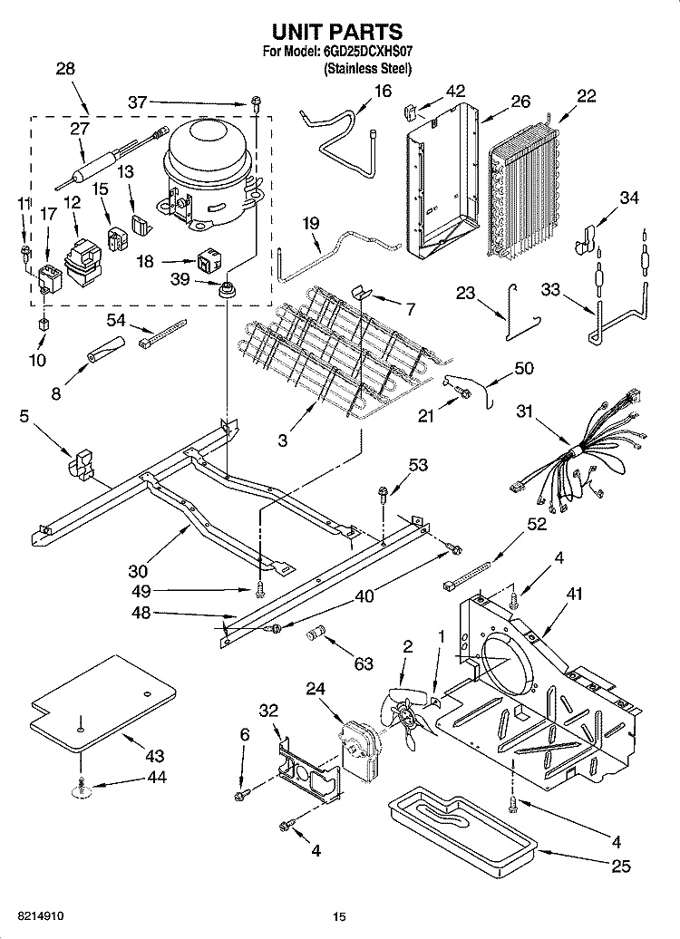 UNIT PARTS Diagram and Parts List for 6GD25DCXHS07  Whirlpool Refrigerator