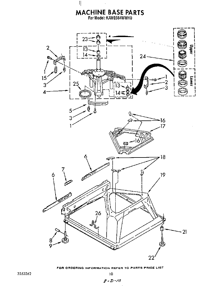 MACHINE BASE Diagram and Parts List for KAWE564WAL0  KitchenAid Washer
