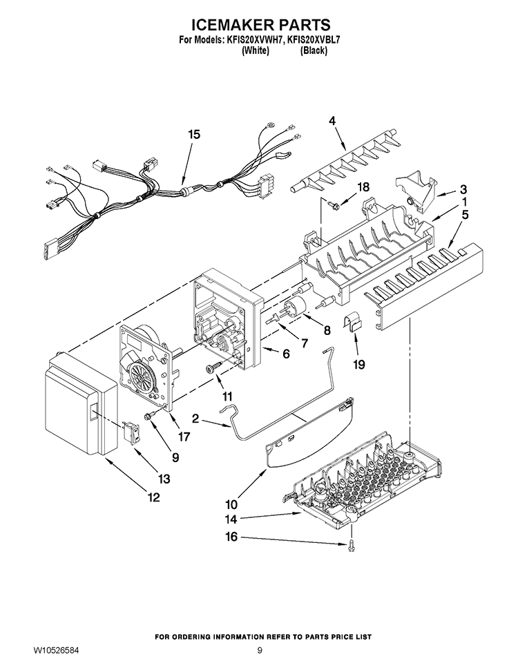 ICEMAKER PARTS Diagram and Parts List for KFIS20XVBL7  KitchenAid Refrigerator