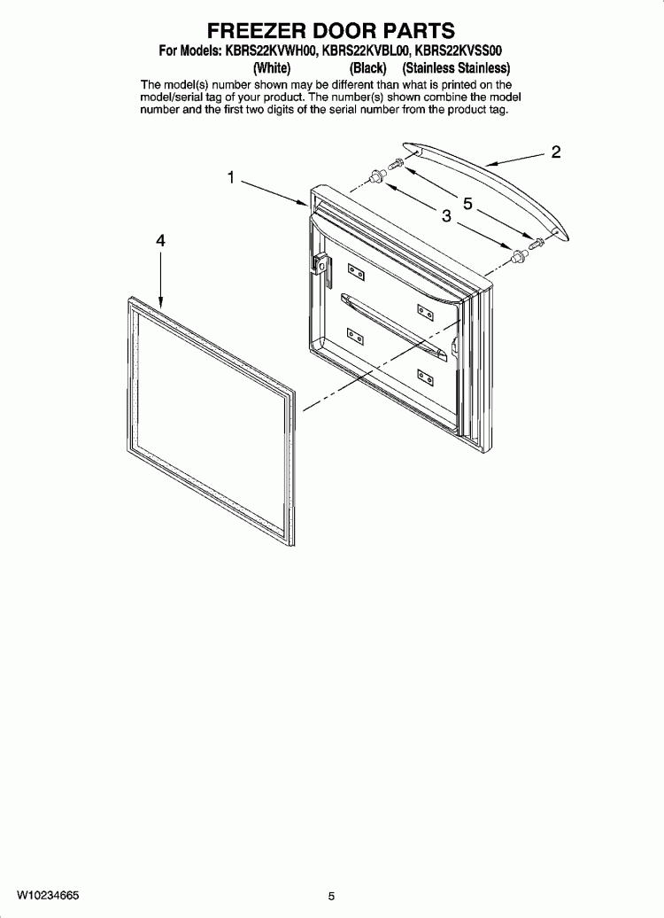 FREEZER DOOR PARTS Diagram and Parts List for KBRS22KVWH00  KitchenAid Refrigerator