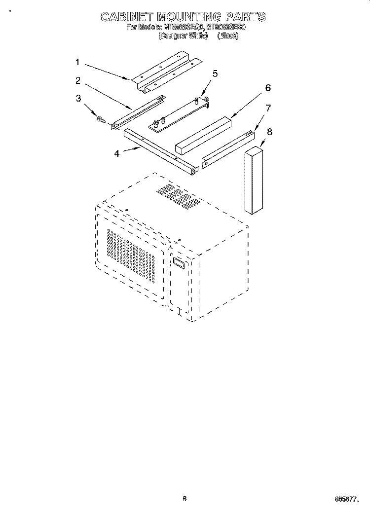 CABINET MOUNTING Diagram and Parts List for MT8068SEB0  Whirlpool Microwave